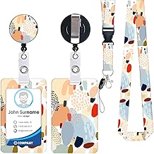 Porte Badge de Carte d'Identification avec Cordon Tour de Cou, Porte-cartes Swivel Lobster Clasp avec Lanières Rétractables pour Cartes d'étudiant d'infirmière Clés Caméra