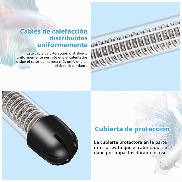Foto 3 de 7 de Nobleza - Calentador de Acuario 30-100L, 100W Calefactor de Acuarios Sumergible con Termostato, Calefacción…