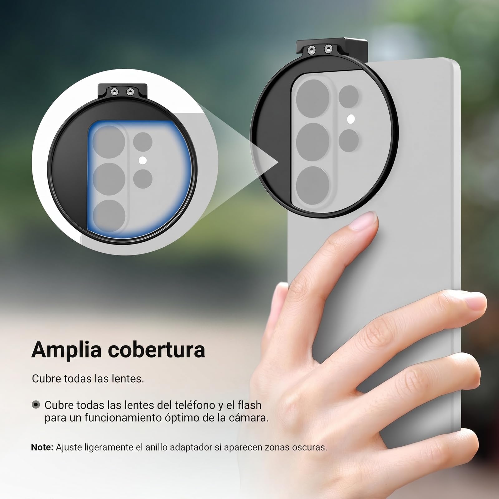 NEEWER 67mm Clip Filtro de Móvil, Abrazadera Filtro Objetivo Montura Zapata Fría, Accesorios Fotografía Celular Compatible con iPhone 17 Pro MAX 16 Pro MAX Air 17e 16e Android Samsung S26 Ultra,LA009