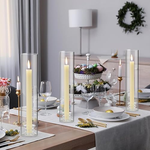 Miniatura 4 de Juego de 12 portavelas moderno con cubierta de chimenea, portavelas cónico de vidrio para velas cónicas de huracán de 12 pulgadas, soporte grande