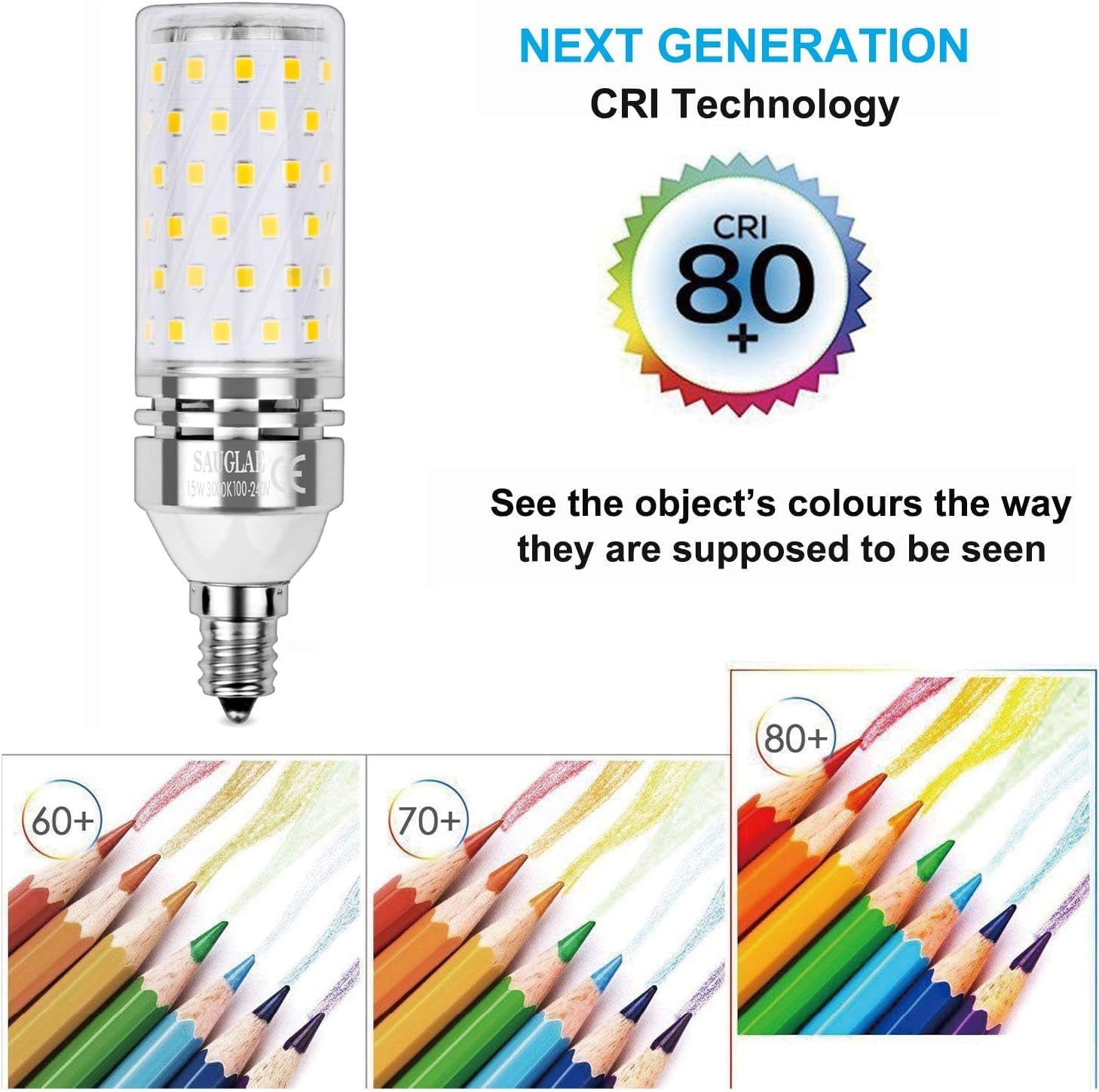 15W LED Bulbs, 120W Incandescent Bulbs Equivalent, 1500Lm, 3000K Warm White, E12 Small Edison Screw, Pack of 4