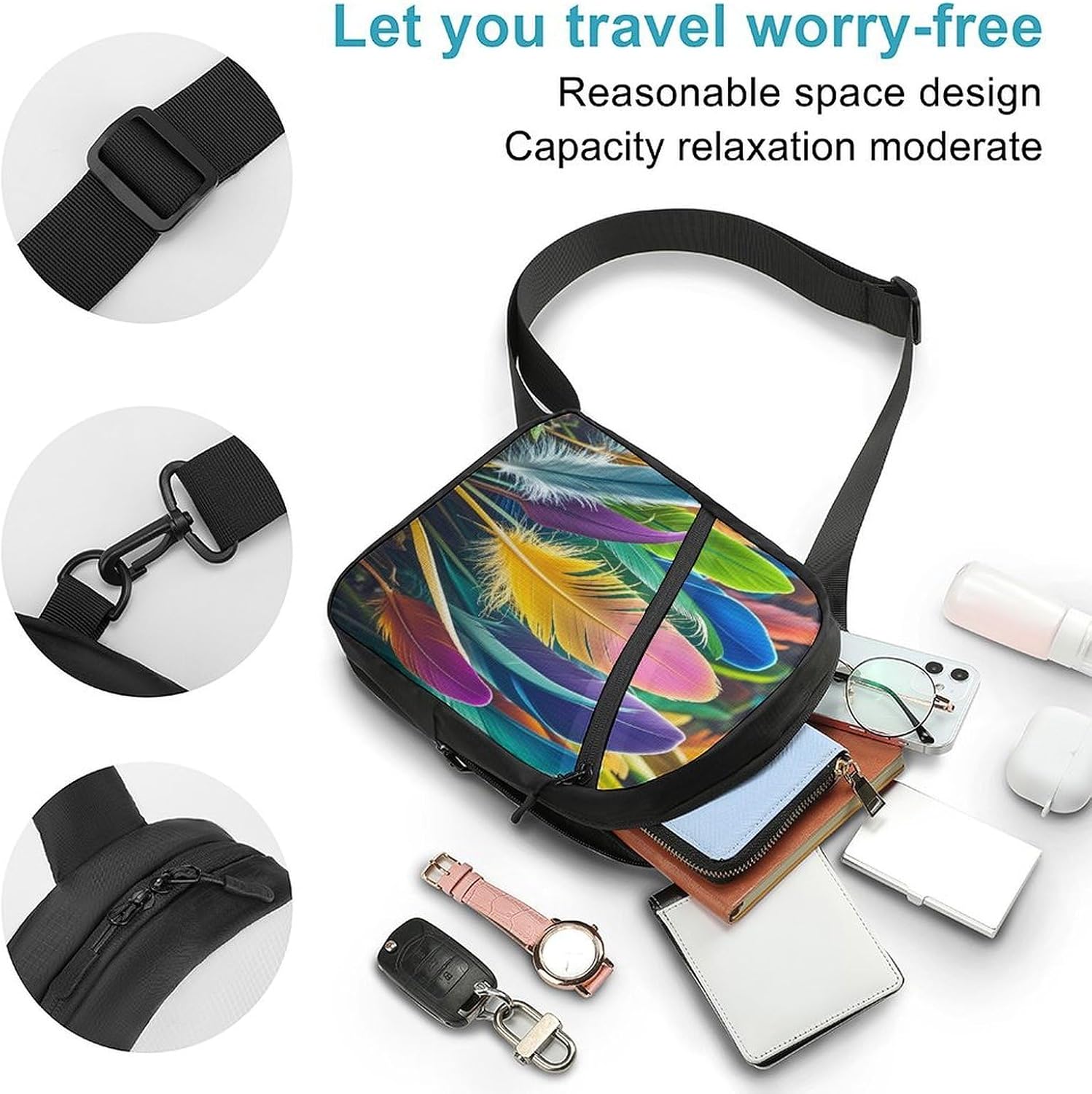 Lots of Feathers Crossbody Backpack Sling Bag