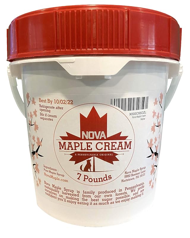 Nova Maple Cream - Pure Grade-A Maple Cream Butter Spread 7 Pounds