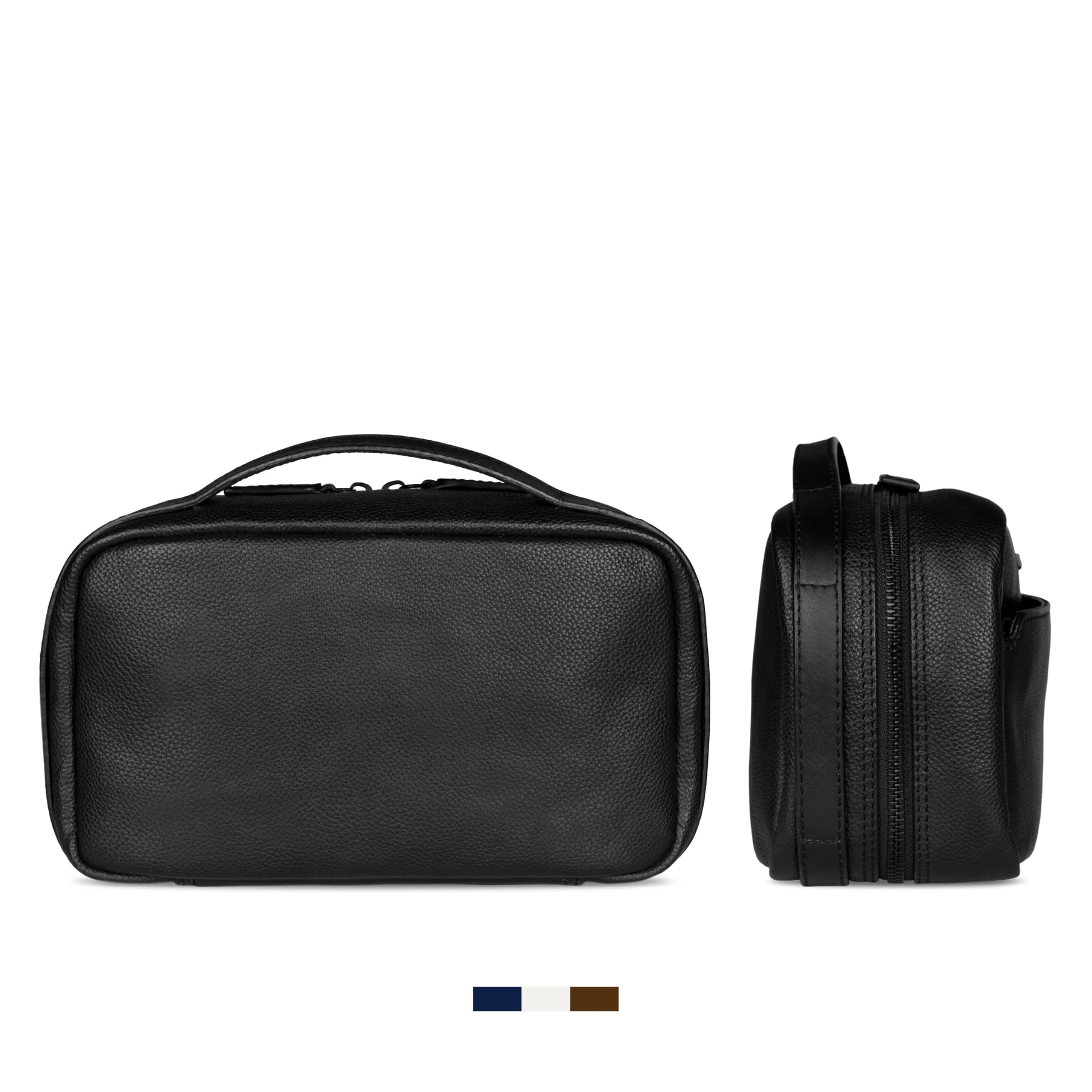 bugatti Black borsa da toilette in pelle – ideale per viaggi, vacanze e brevi soggiorni - Nera