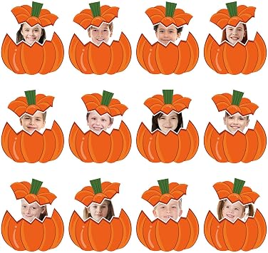 JarThenaAMCS 50 Packs Fall Pumpkin Cutouts Autufmn Pumpkin Paper Cut-Outs Thanksgiving Bulletin Board Decor with 100Pcs Glue Points for DIY Craft Photo Home Party