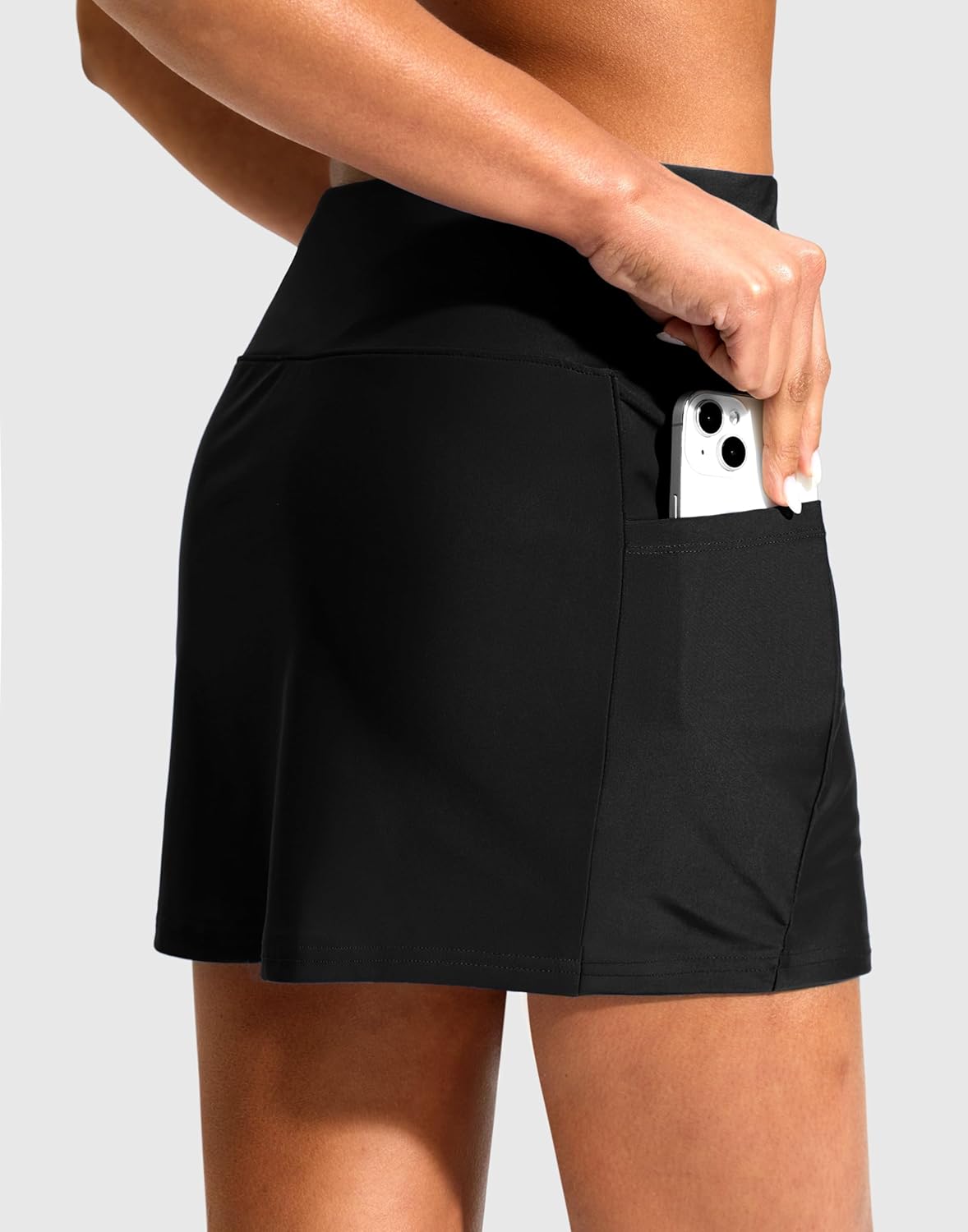 Soothfeel Women's 14" Swim Skirt with Pockets High Waisted Tummy Control Bathing Suit Swimsuit Skirt Modest Tankini Bottoms - Image 2