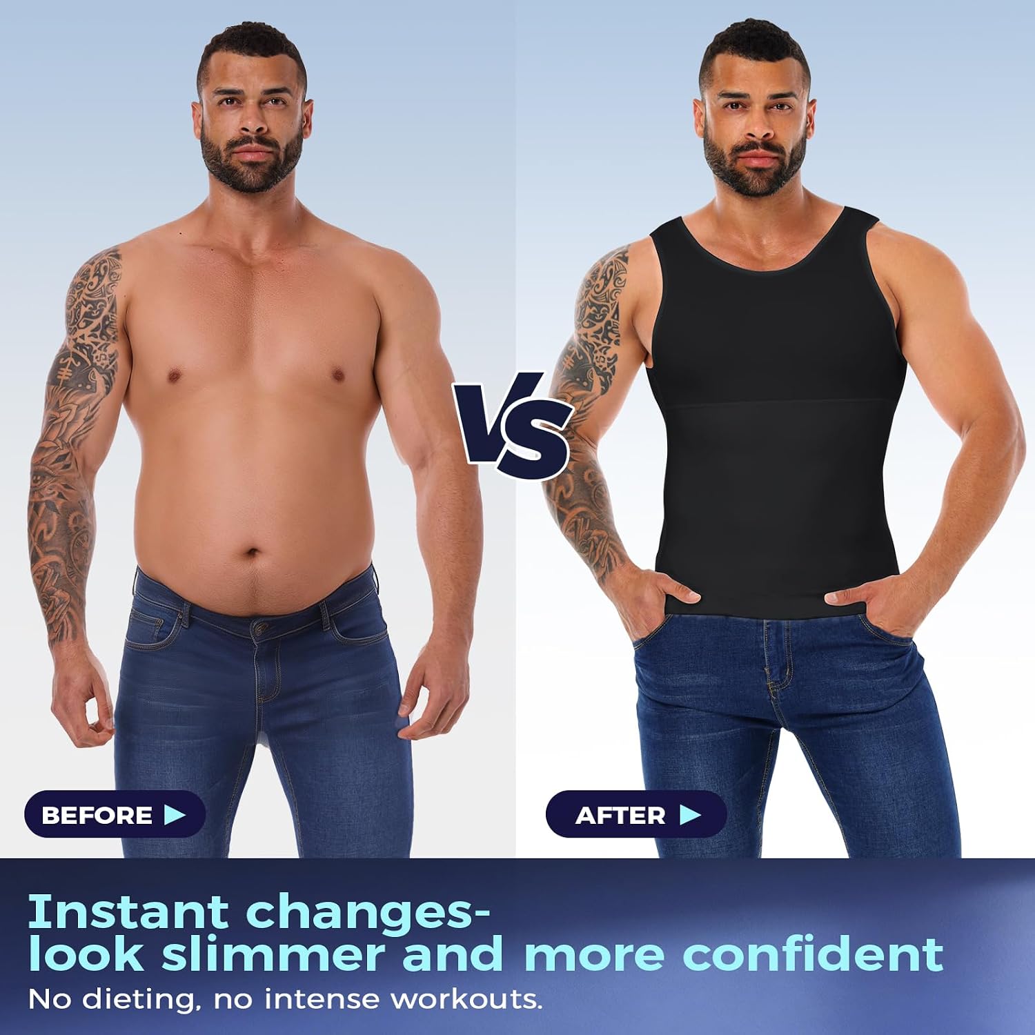 Mens Shapewear Compression Undershirt Slimming Tank Top Vest Gynecomastia Body Shaper Underwear