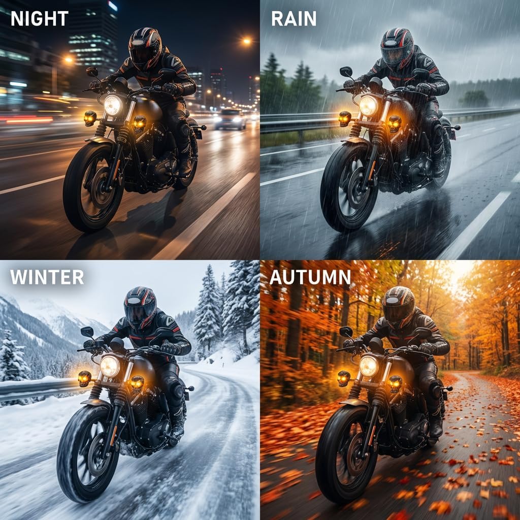 Motorcycle 10mm Screw Skull Head LED Amber Turn Signal Indicator Light (Black)