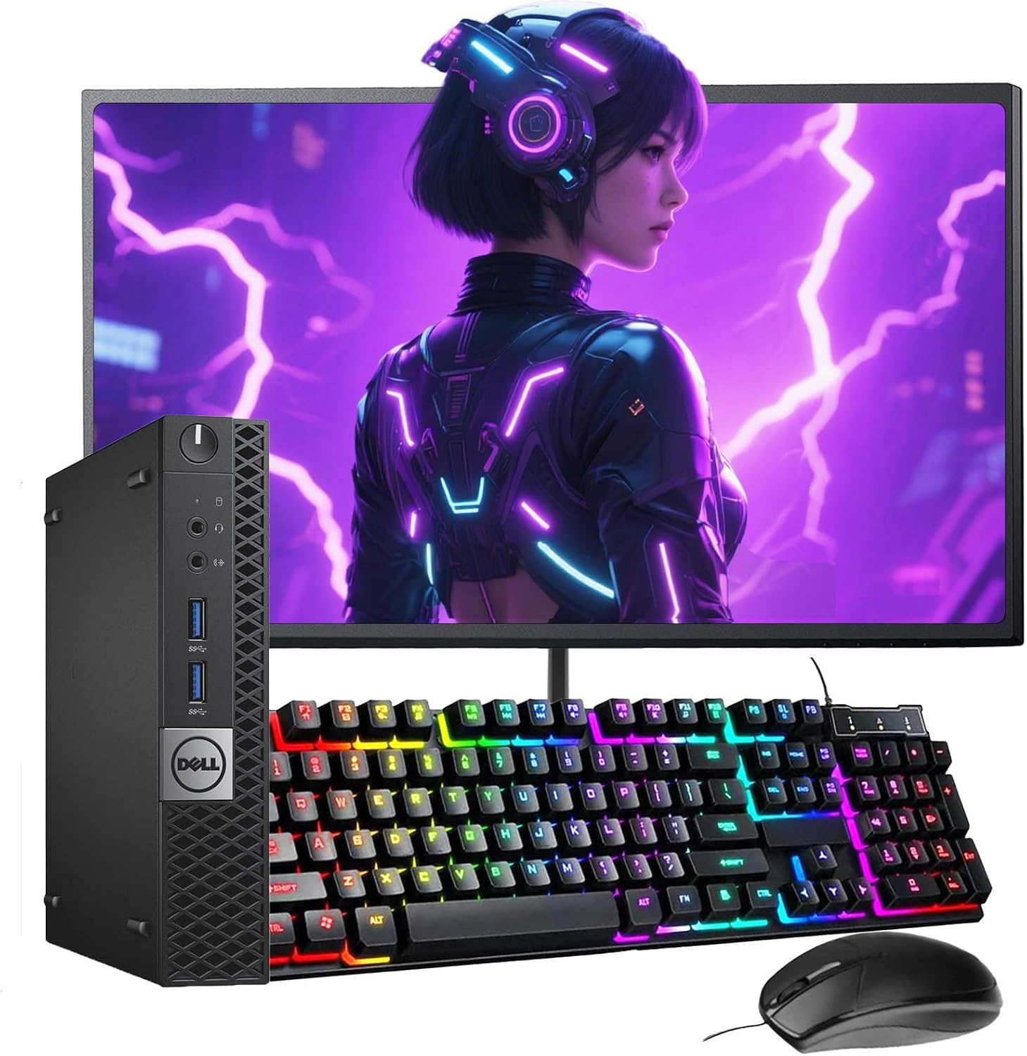 Dell OptiPlex 3040 Mini Desktop Computer PC, Windows 11 Pro, with 23.8 inch FHD Monitor, Core i5-6500, 8GB RAM, 256GB SSD, Mouse, Keyboard, USB WiFi (Renewed)