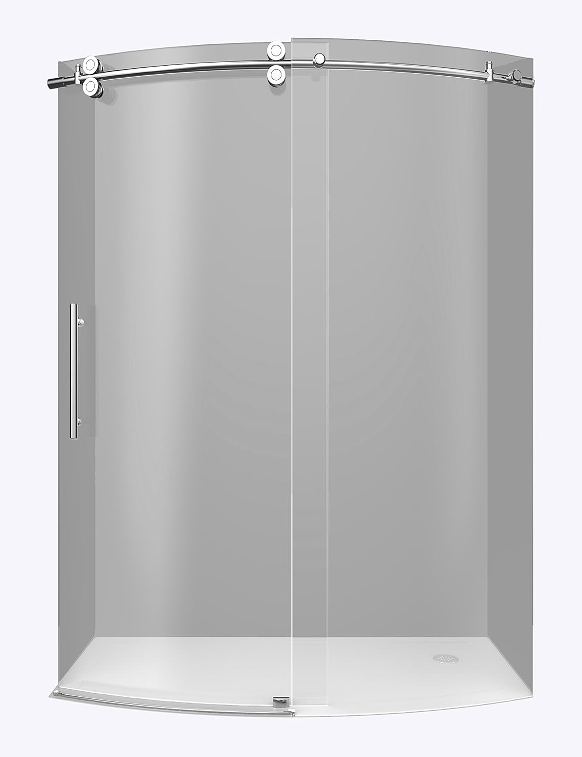Aston ZenArch 60" x 75" Completely Frameless Bowfront Sliding Shower Door with Left Hand Opening, Polished Chrome