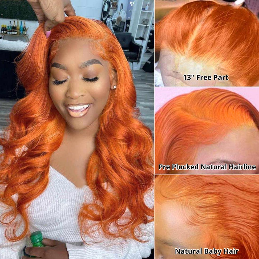 Amazon.com : Wiggins Ginger Lace Front Wigs Human Hair Ginger Body Wave  13x4 Lace Front Wigs For Black Women Human Hair Orange Ginger Human Hair  Wig Glueless Wigs Human Hair Pre Plucked