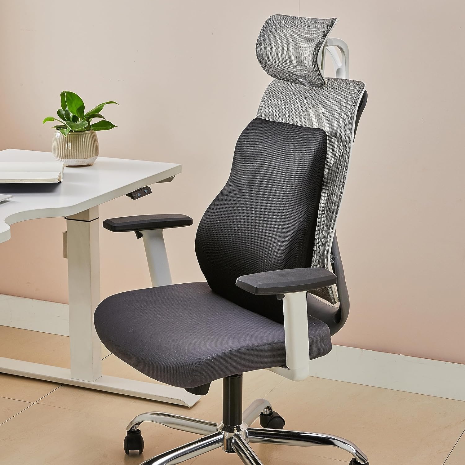 Air Fabric Lumbar Support for Office Chair | Back Pillow for Car | Memory Foam Orthopedic Cushion - Provides Low Back Support Memory Foam Lumbar Spine Full Backrest Pillow Lumbar Support Back Rest (1)