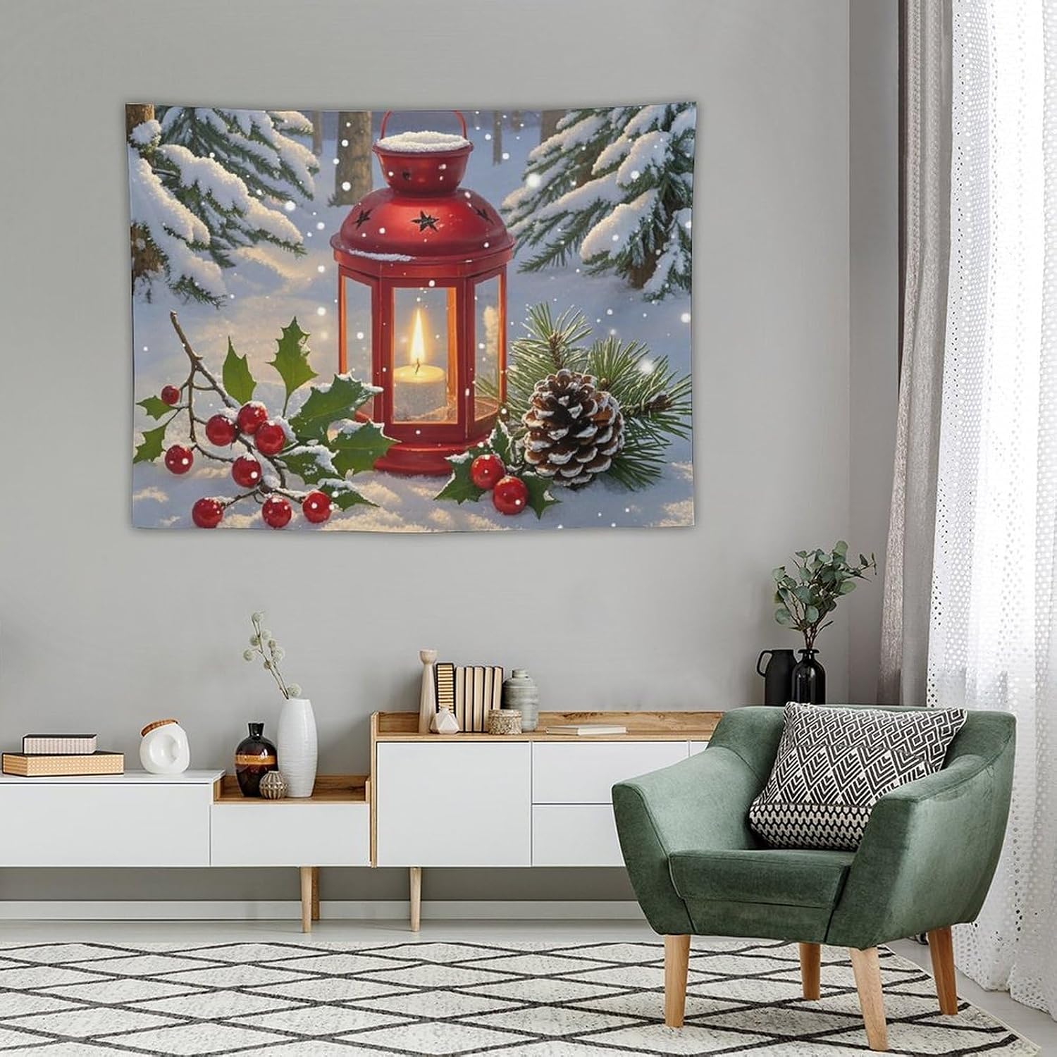 WSOIHFEC Tapestry Wide Wall Hanging Snowfield Candles Tapestry Vintage Lightweight Wall Blanket Funny Tapestry Wall Art Home Decor Soft Mural for Bedroom Dorm Living Room 30"x40" image 5