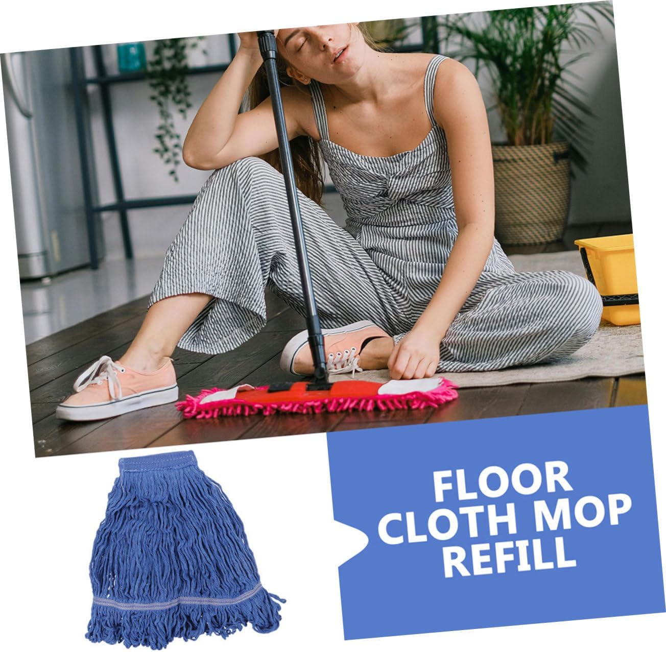 ERINGOGO 2pcs Heavy Duty Mop Head Replacement Water Absorption Cleaning Mop Refills for Household and Commercial Use Washable Microfiber Cleaning Accessory