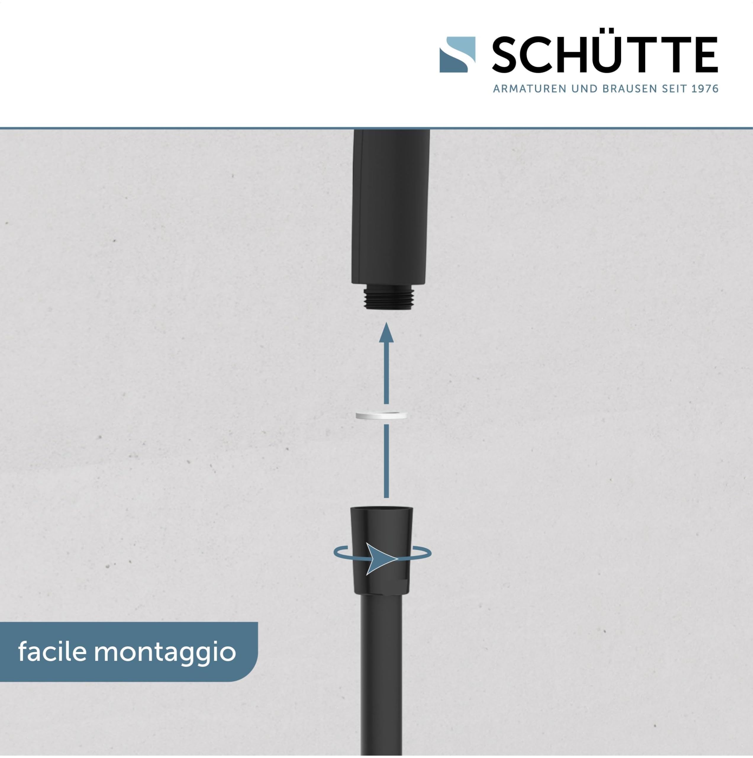 SCHÜTTE RAVEN - Asta doccia e doccetta con soffione regolabile in 3 posizioni, set doccia con colonna doccia, pannello doccia a pioggia con tubo flessibile, colore: Nero