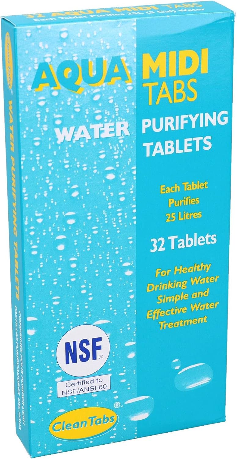 AB Tools Aqua Midi Tabs 32 Water Purifying Tablets Motorhome Caravan Tank