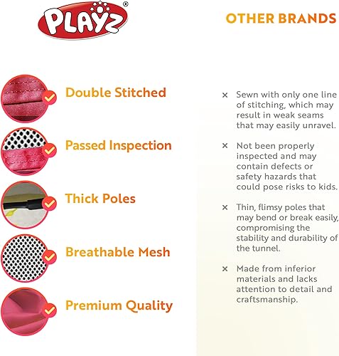 Miniatura 8 de Túnel para juegos infantiles, tienda de campaña, Playz 4 piezas Pop Up, con 2 túneles para arrastrarse y 2 tiendas de campaña, tiendas de campaña