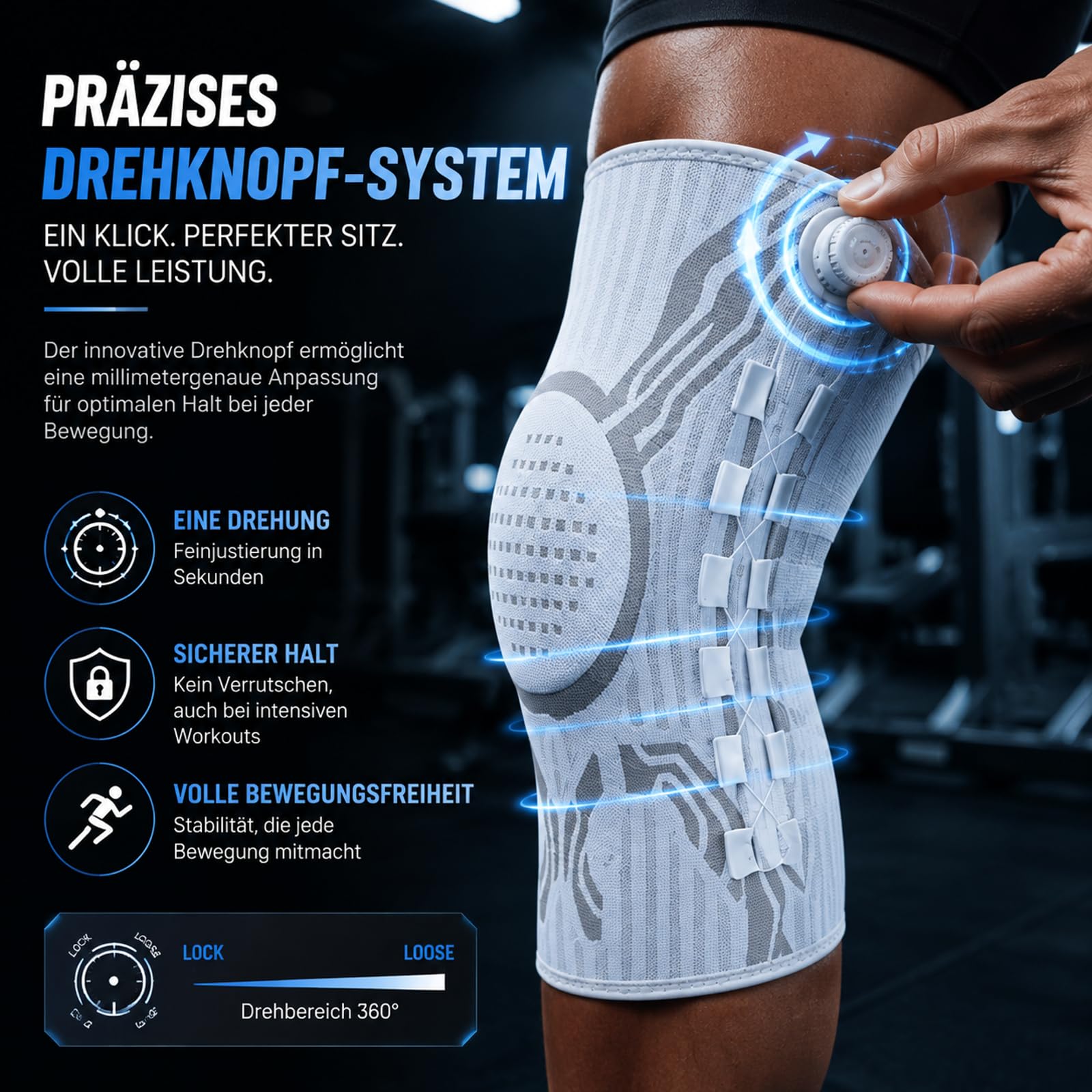 Vilaoknie Bandage - Sport Bandage mit Patellaring & Stabilisierungsbändern zur Kompression - Knieorthese Knieschoner, Knieunterstützung beim Fitness & Alltag (Ein schwarzes Paar, XL)