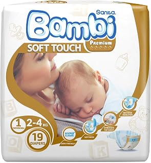 Sanita Bambi Baby Diapers Regular Pack Size 1, New Born, 2-4 Kg, 19 Count