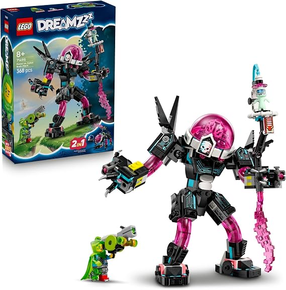 LEGO DREAMZZ Mateo Against Cyber Brain Robot 71495-8 Years Old and Over Bullet Shooters for Children، مجموعة صنع ألعاب إبداعية مع قمرة قيادة قابلة للفتح وشخصية Mateo المصغرة وشخصية Dreamer (368 قطعة)
