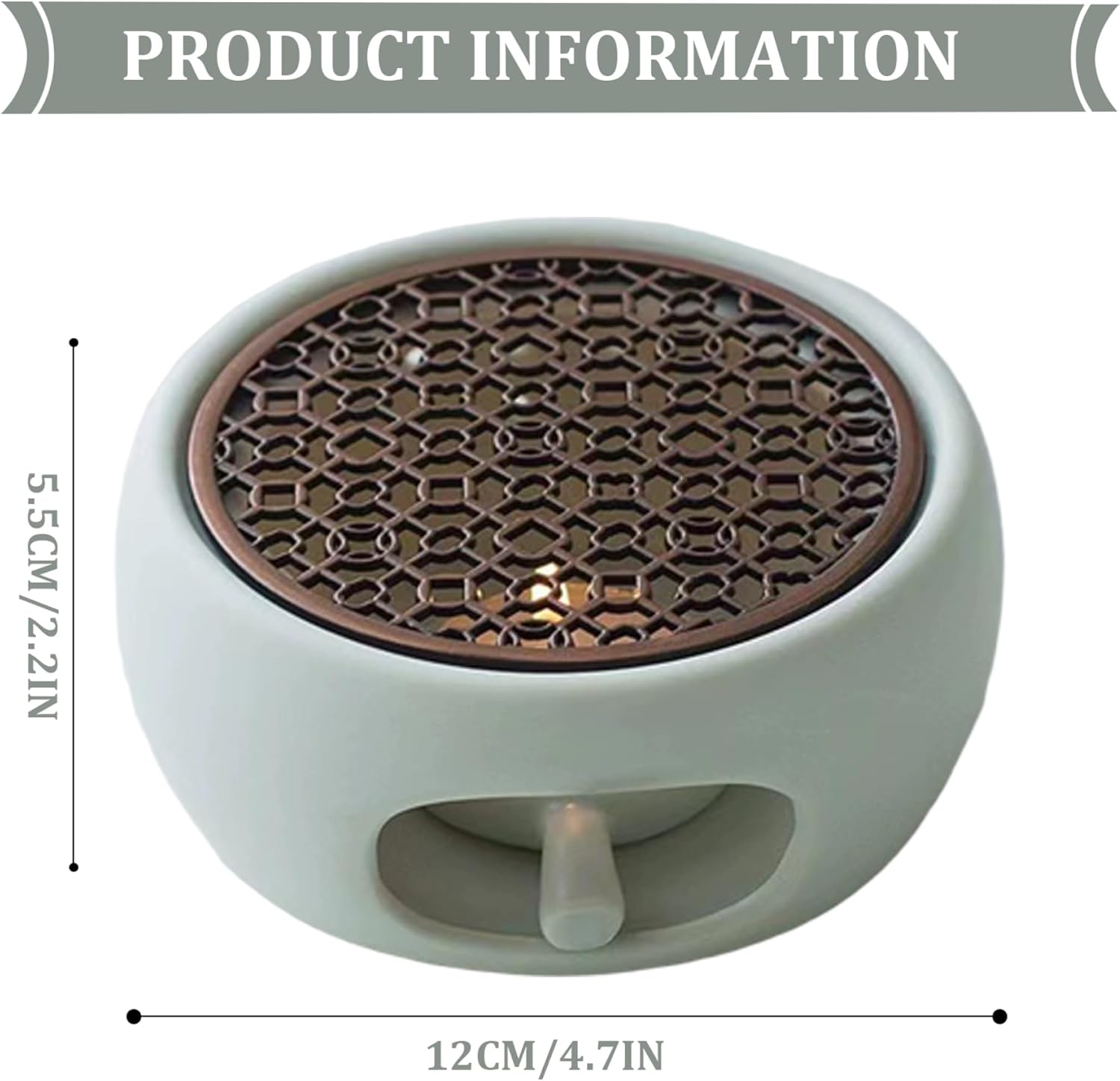 Teapot Warmer, Ceramic Tea Warmer with Copper Cushion, Heat Resistant Hollow Tea Pot Cozy for Coffee, Milk and Etc, No Candle
