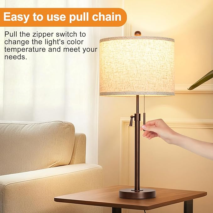 Lámparas de Mesa Qingmiao, Ajustables 22-30", Dimmable, Set de 2, Marrón miniatura 5