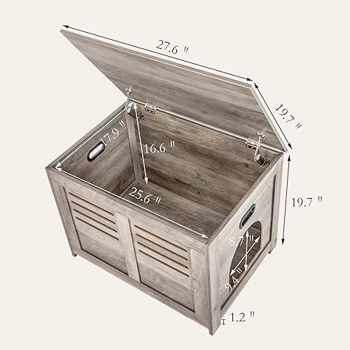 Miniatura 9 de DINZI LVJ Muebles de caja de arena, baño oculto para gatos con ventana con rejilla, la entrada puede estar en el lado izquierdoderecho, mesa