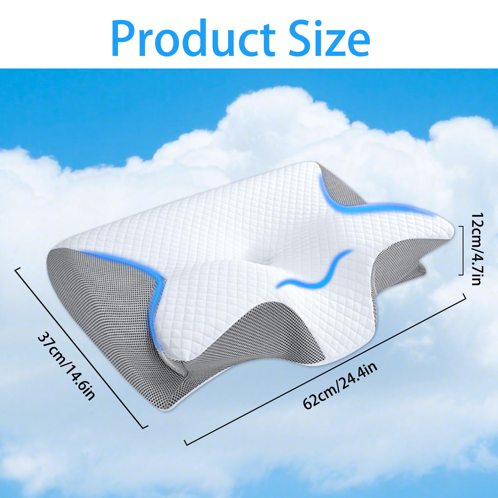 Cuscini Cervicali per Dormire, 2 in 1 Cuscino in Memory Foam per Dolore alla Spalla, Oreiller Cervical Ergonomique, pour Dormir sur Le Côté, Le Dos et Le Ventre (Grigio)