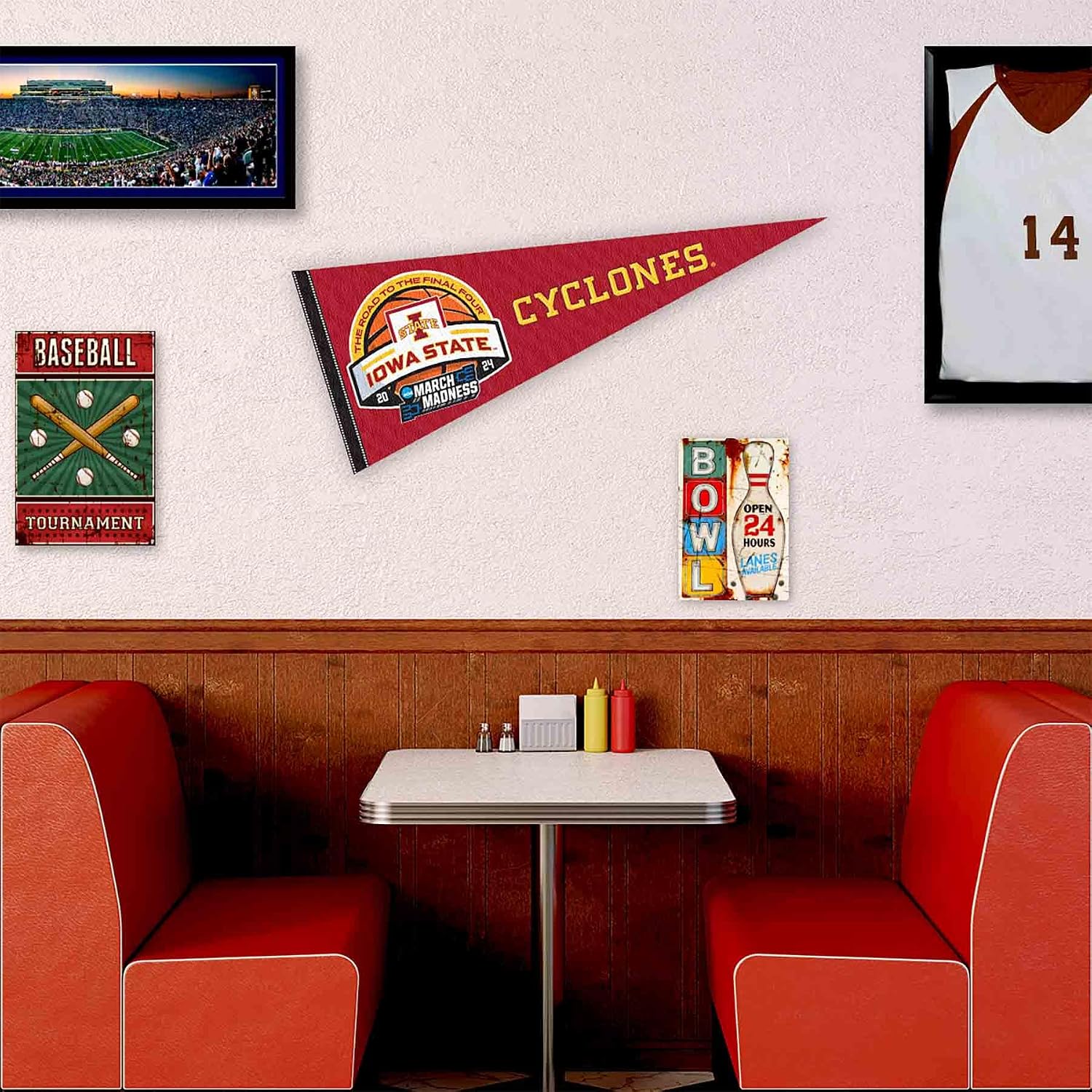 Iowa State University 2024 March Basketball Madness Pennant Banner Flag