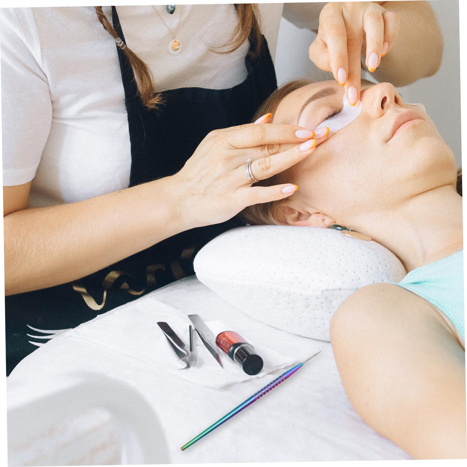 Beatifufu Stainless-Steel Eyelash Lamination Kit 2-Piece Lash Grafting Tools Set Mirror for Home and Salon Use