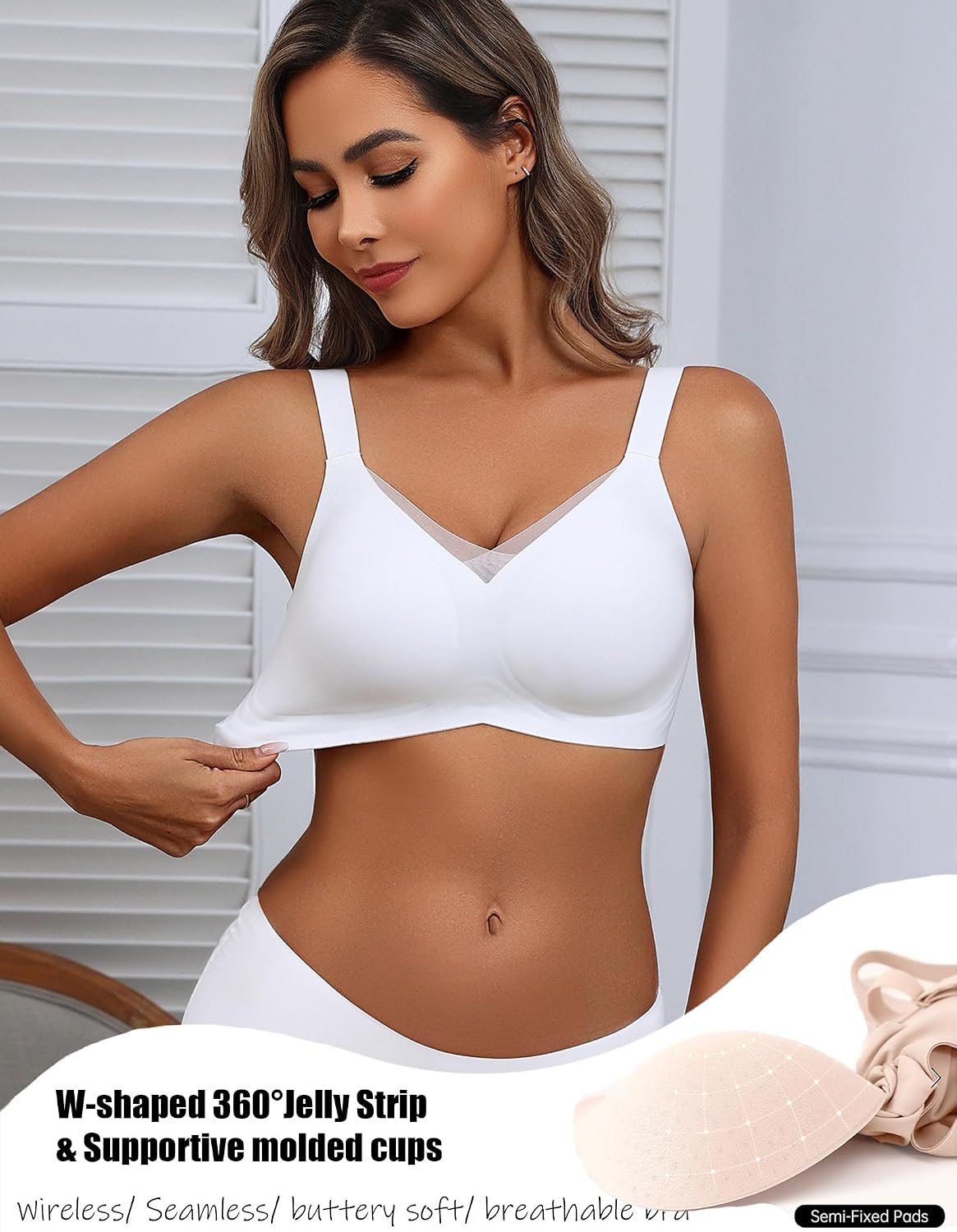 Avidlove Womens Seamless Bras No Underwire V Mesh Comfort Bralette Full Coverage Push Up Everyday T-Shirt Bra