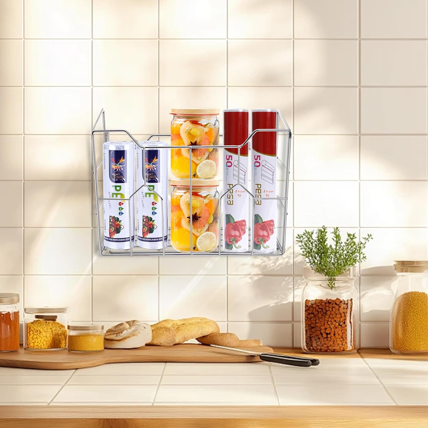 Kitchen Wrap Organizer Ra Wall Mount, Cabinet Door Organizer