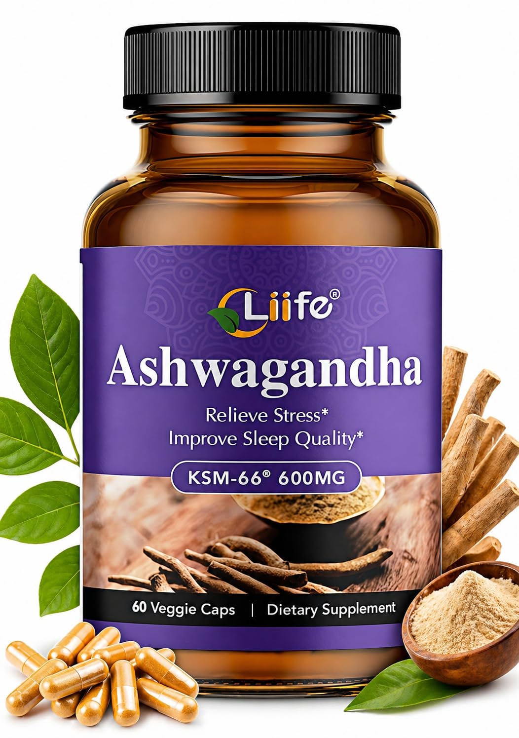 Amazon.com: LIIFE KSM-66 Ashwagandha | with L-Theanine &Black