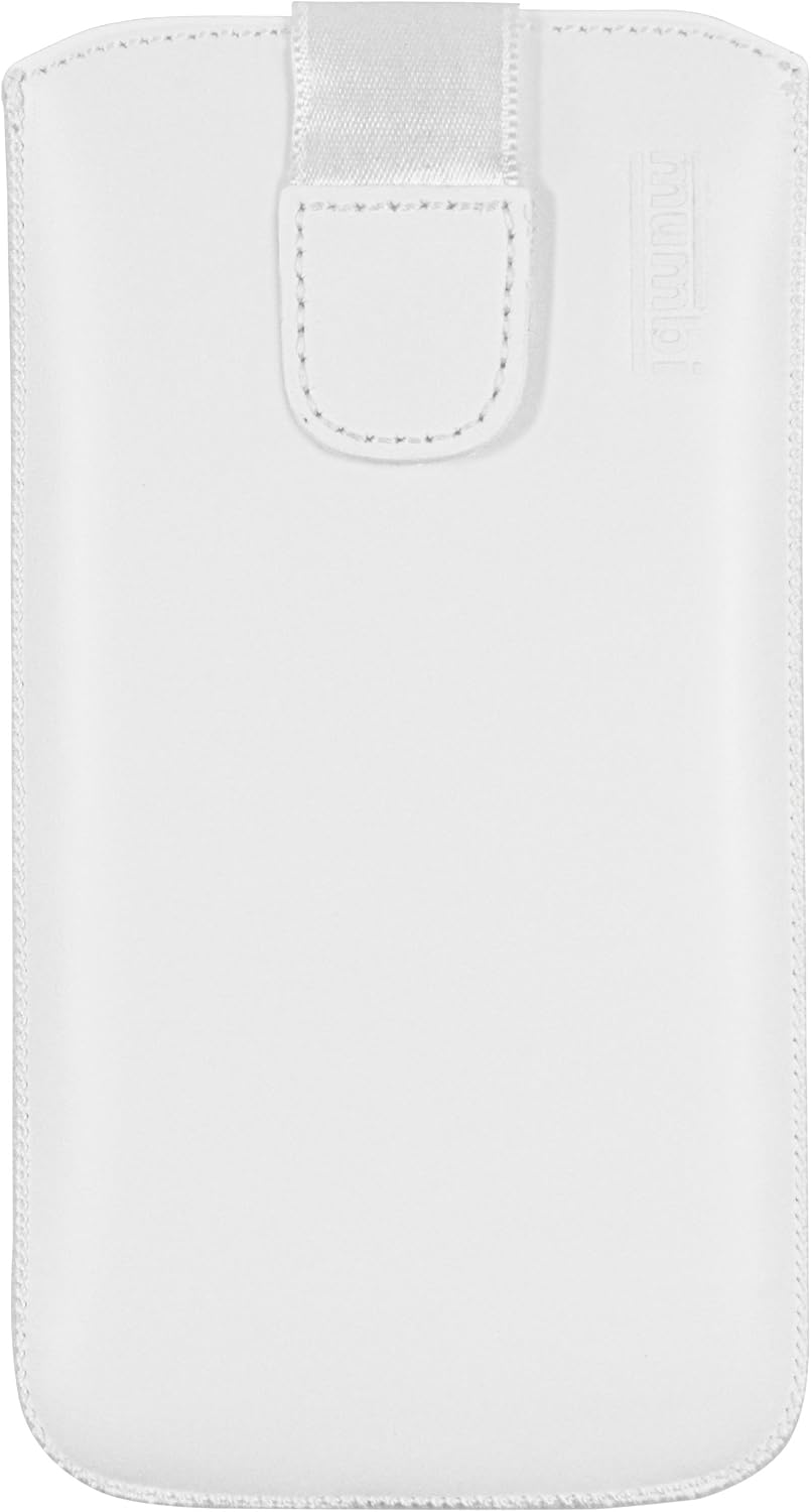 mumbi Genuine Leather Case with Flap and Pull-Up Strap for Huawei Ascend Y330 White