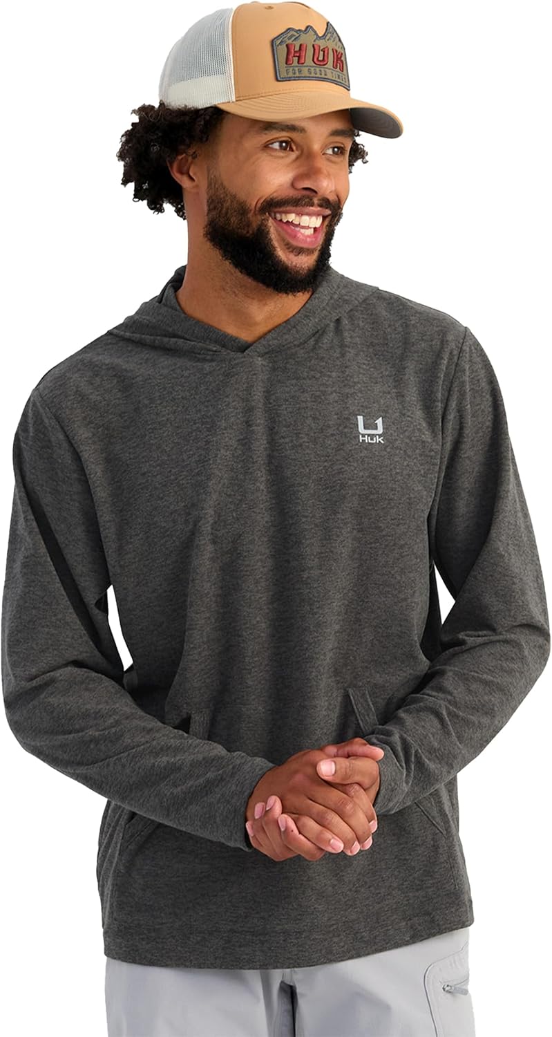 HUK Men's Leeward Fleece Hoodie, Lightweight, Warm, and Comfortable Pullover for Fishing and Outdoor Adventures