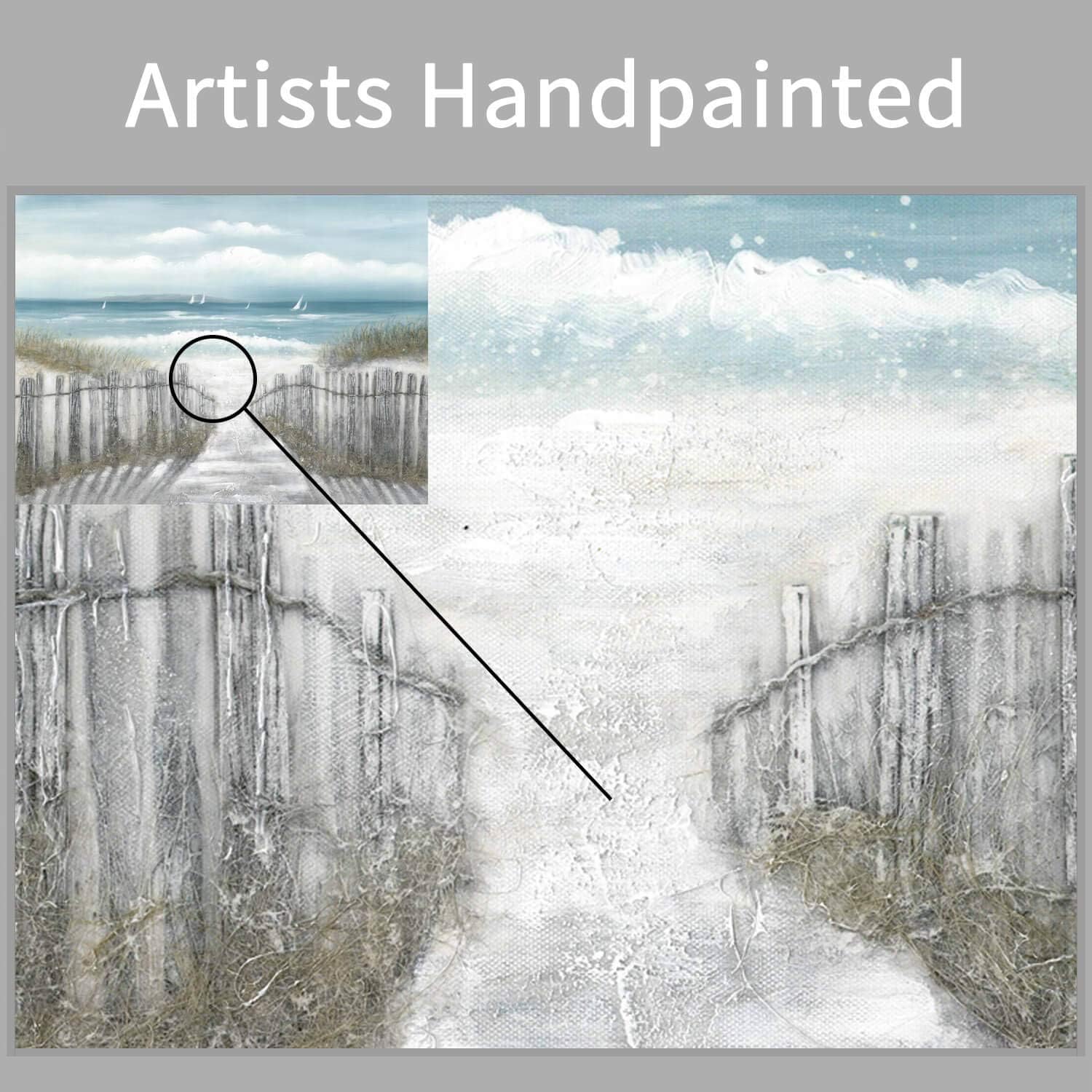 beach picture coastal wall art: blue abstract seascape artwork sandy path canvas painting for bedroom (24"w x 18"h,multi-sized) canvas 24"l x 18"w