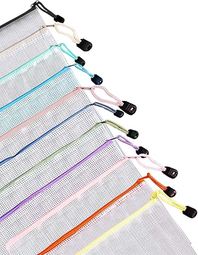 Miniatura 7 de 90 bolsas de malla con cremallera a granel, bolsa de plástico impermeable para documentos, bolsas de almacenamiento de archivos con cremallera para