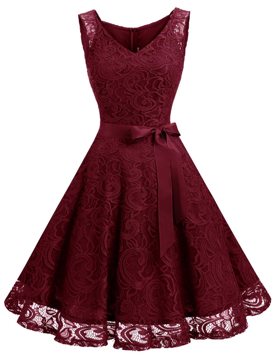 Dressystar Women’s Floral Lace V Neck Short Bridesmaid Cocktail Party Dress