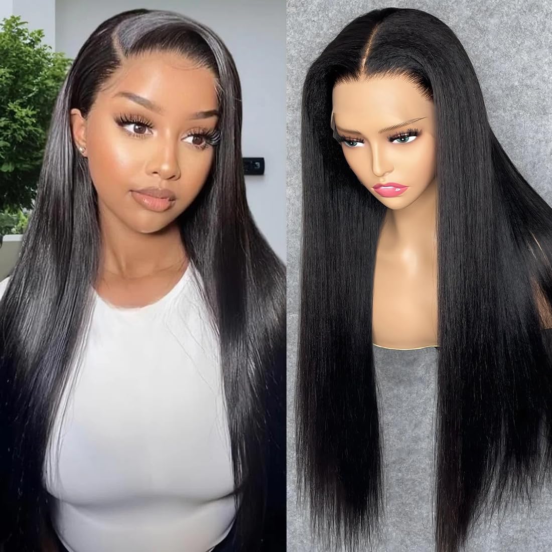 13x6 Hd Lace Front Wig, Glueless Ready to Wear 26 Inch Synthetic Wigs for Black Women, Pre-Plucked Heat-Resistant Black Wig for Daily Party Use