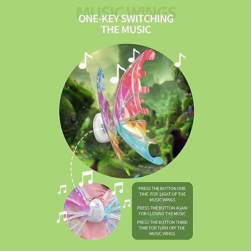 Miniatura 4 de GoolRC Alas de hadas iluminadas, alas de mariposa en movimiento con luces y música, ajustables, alas de mariposa LED para adolescentes, como