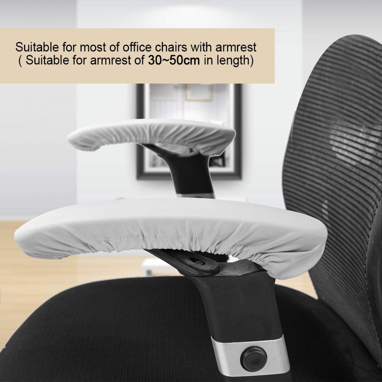 Tyenaza Chair Armrest Cover One Pair Elastic Stretchable Office Chair Armrest Covers Removable Computer Chair Arm(Dark_Beige) - Image 2