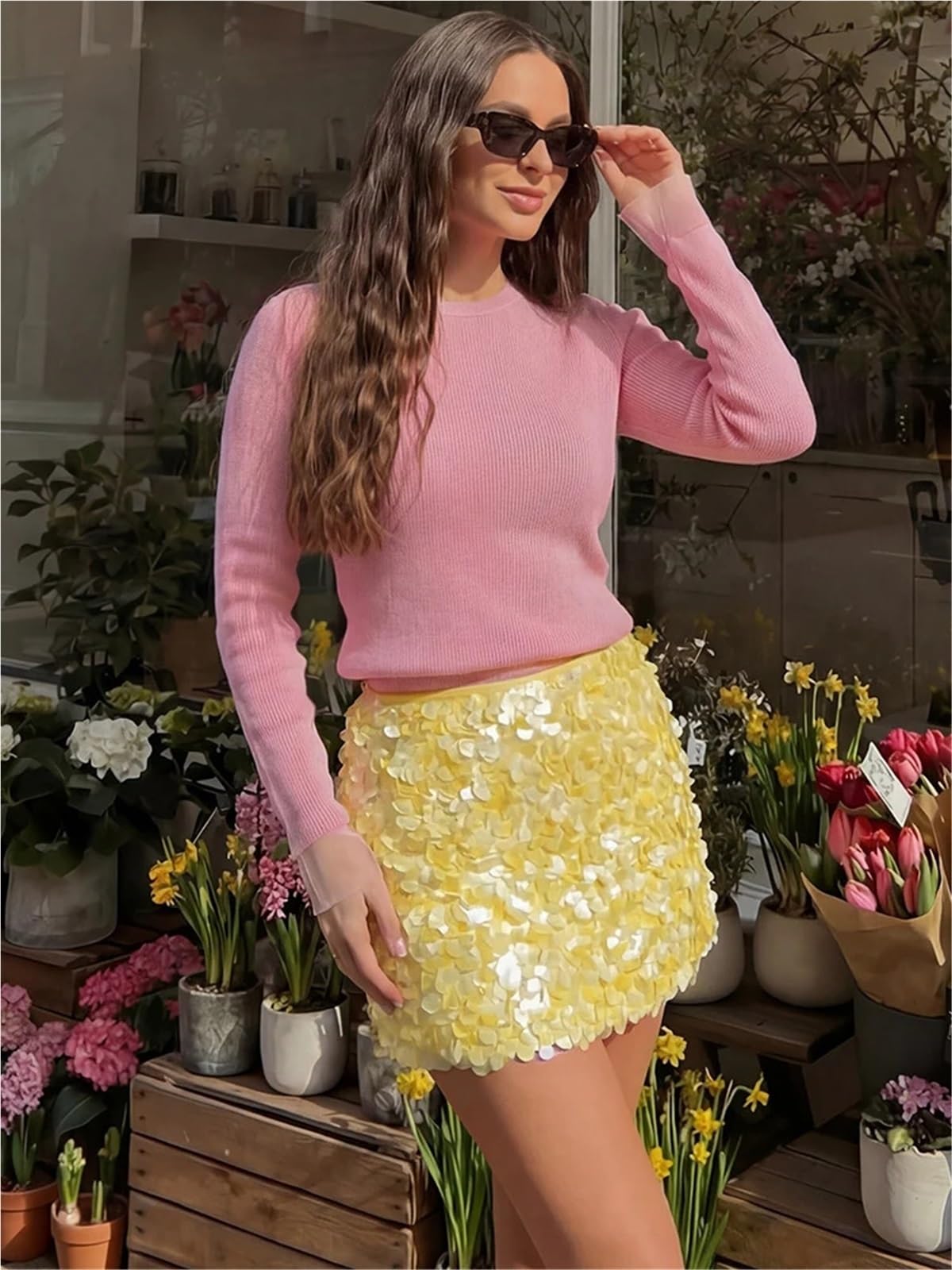 Minifalda Ajustada con Lentejuelas for Primavera y Verano, Falda Femenina con Cremallera Lateral, Cintura Alta, Fiesta Brillante
