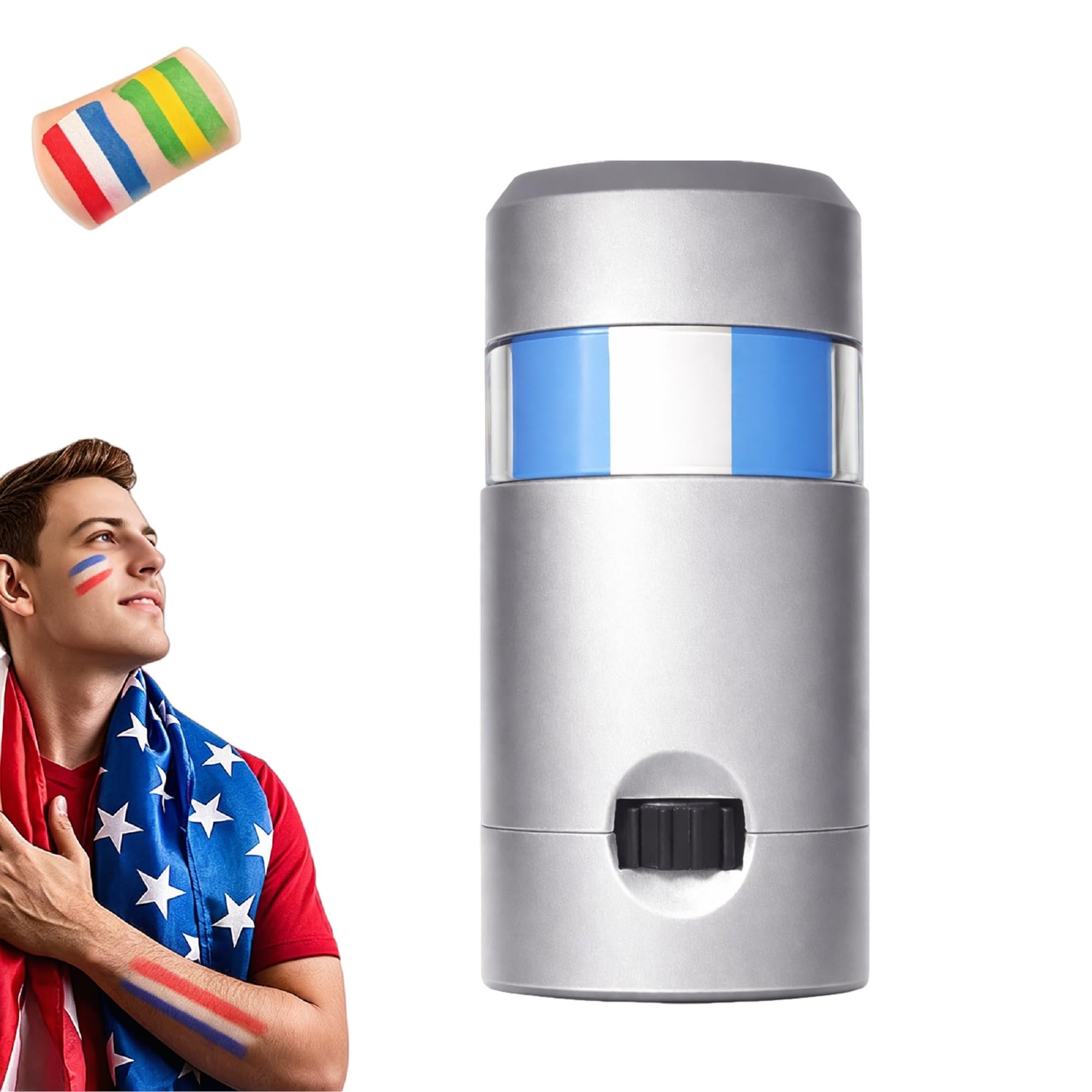 Argentina Flag Face Paint Stick 2 Colors Blue White, Twist Up Face Crayon for Football Supporters, Waterproof Washable, For Sports Events and Festivals — Stage Makeup Use