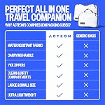 Travel Compression Packing Cubes - 2 Piece Luggage & Suitcase Organizer Bags - Large & Small Traveling Set, Separated Clean & Dirty Laundry Storage Compartment Organizers for Clothes, Shoes, Makeup
