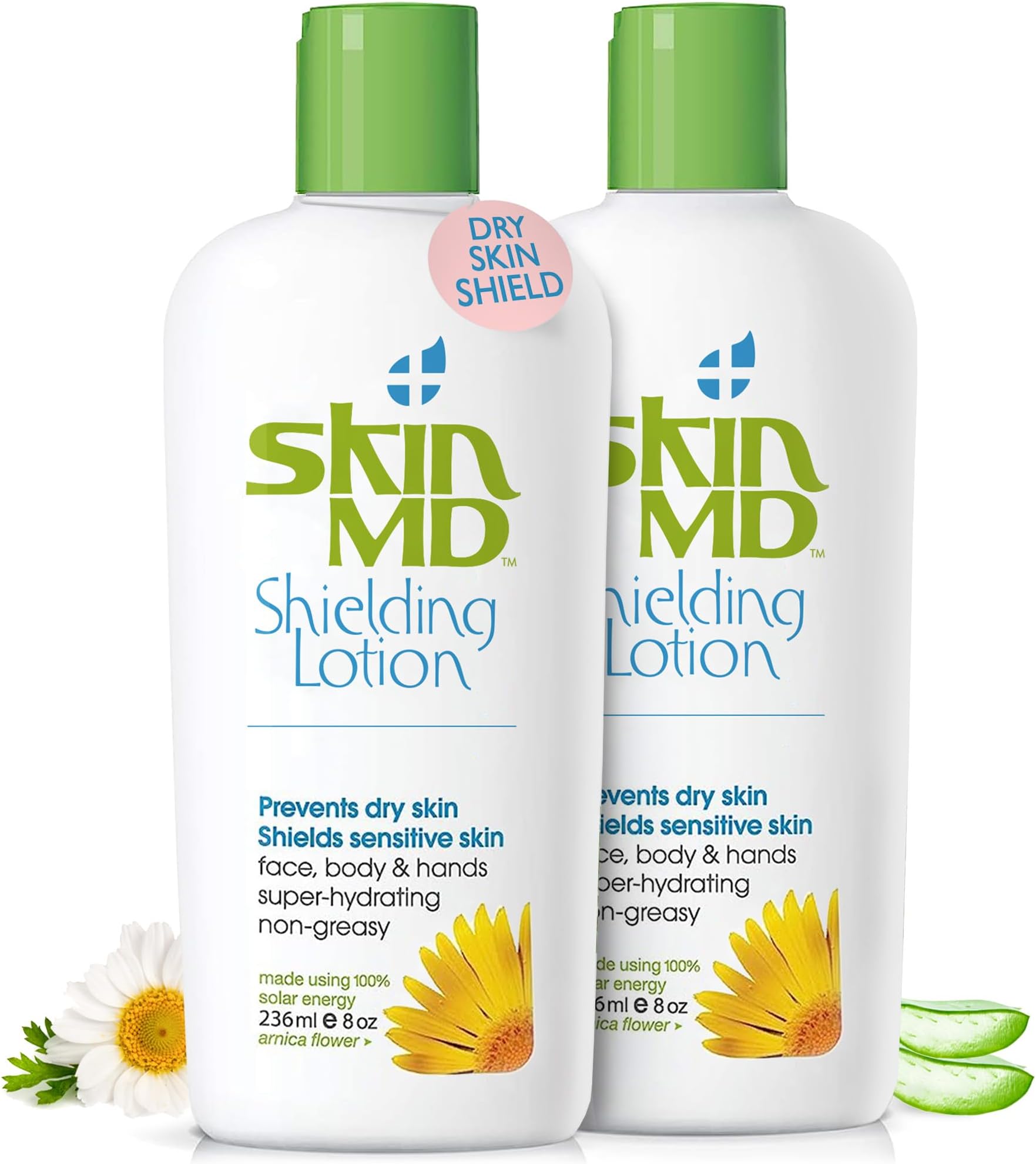 Skin MD NaturalShielding Lotion for Face and Body - Relief for Eczema and Psoriasis Face moisturizer, Primer, Works on Rosacea Safe for Kids for all Skin Types