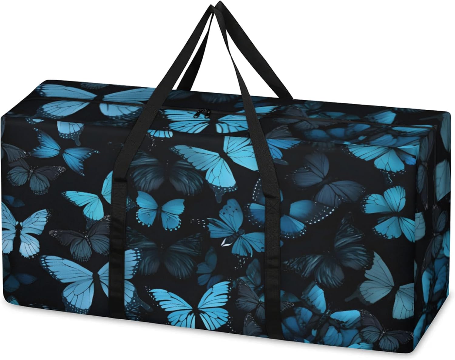 Extra Large Storage Bag with Zipper 54 Gallon Moving Bags Heavy Duty Christmas Tree Storage Bag Packing Bags for Moving, Storage Totes Duffle Bag Waterproof Containers for Organizing (Blue Butterfly)