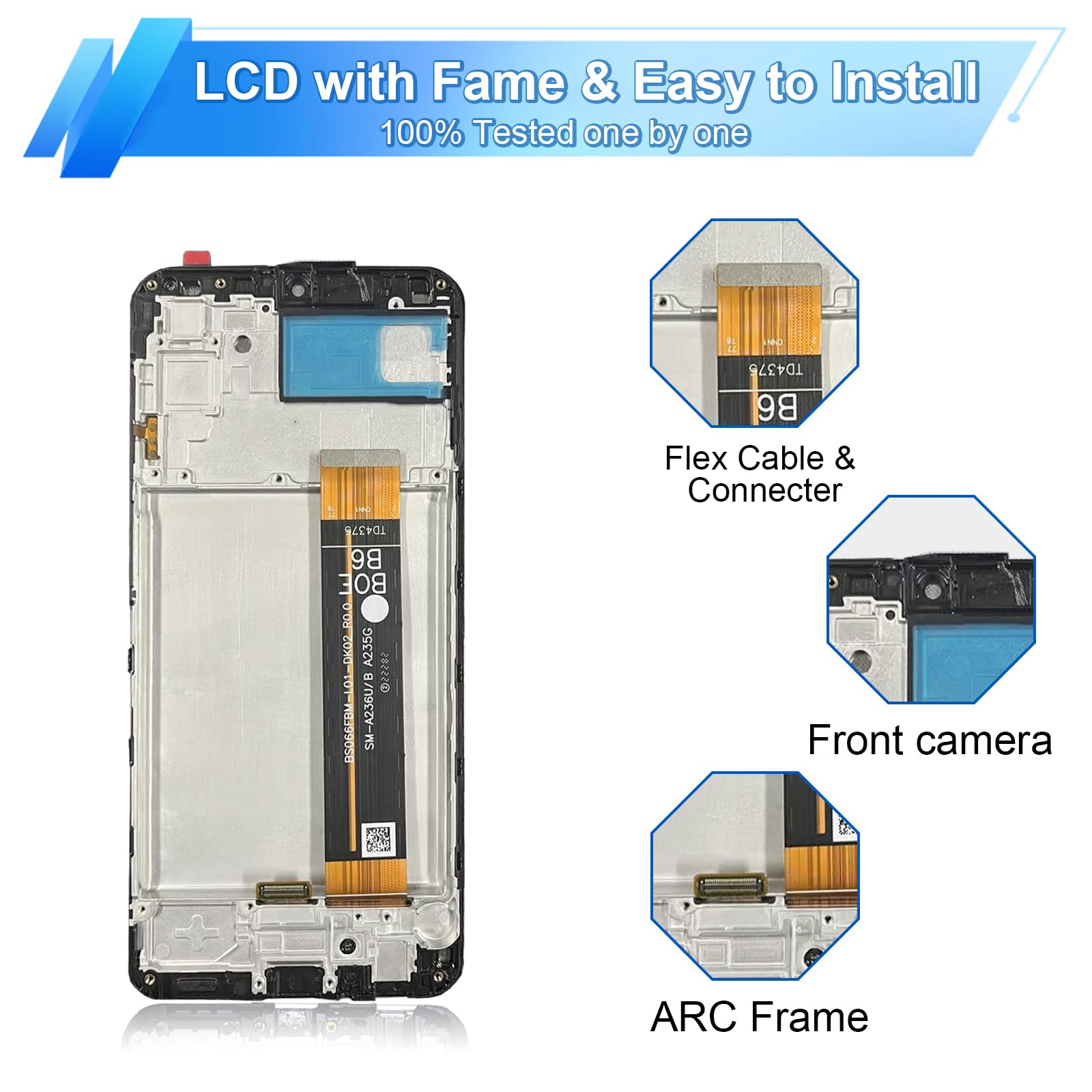 Dinow - Pantalla para Samsung Galaxy A23 5G SM-A236U, SM-A236U1, SM-A236B, SM-A236B/DS, SM-A236B/DSN, SM-A236E Full LCD Touch para Samsung Galaxy A23 Display (con herramienta de reparación)