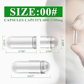 wananfu Size 00 Empty Capsules Vegetarian (100 Count) Bundle with Micro Lab Spoon, Clear Fillable Veggie Pill Capsules 00 for Making Your Own Supplements