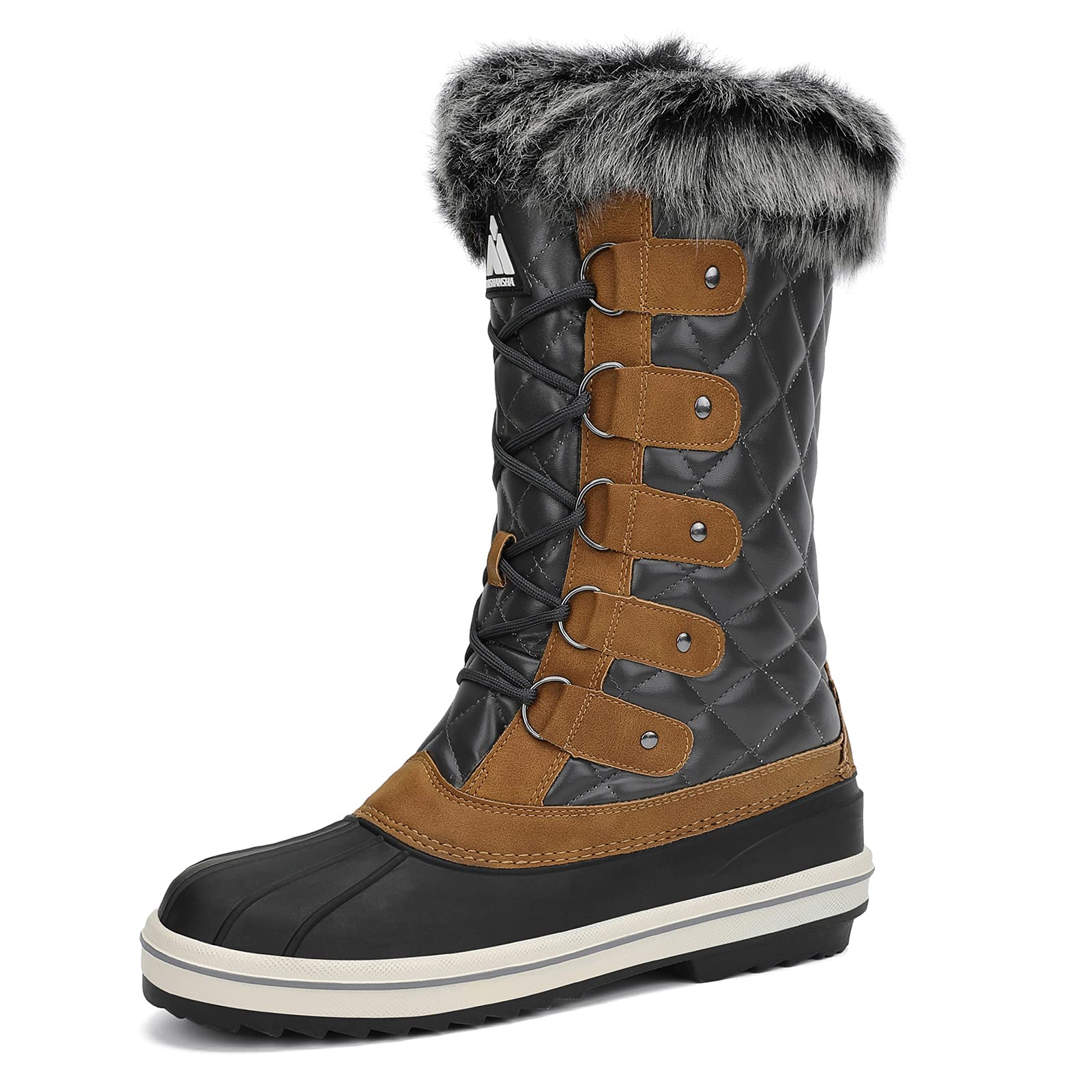 Women's Mid Calf Winter Snow Boots Waterproof Outdoor Cold Weather Insulated Boot Warm Lined Non