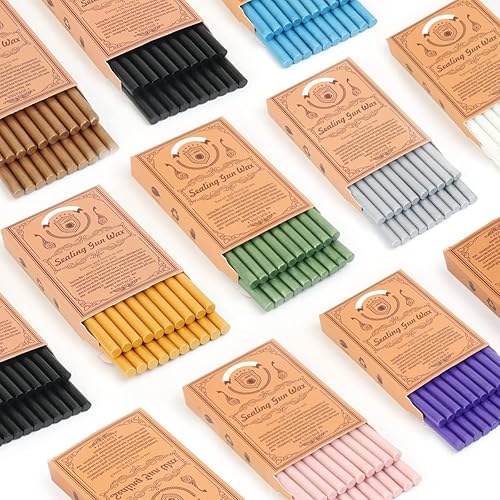 Miniatura 6 de Wasole - Kit de sellado de cera, 20 varillas de cera de sellado morado perla con 1 juego de pistola de pegamento para sello de cera, ideal para